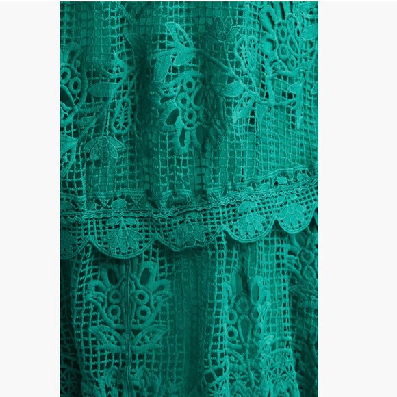 FARM RIO Guipure Lace Long Sleeve Maxi Dress, Dark Green, Size XS, NWT 🇧🇷 - Picture 7 of 16